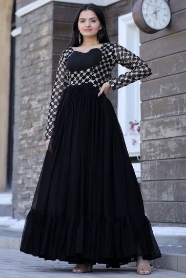 New Designer Black Colour Party Wear Look Gown & Dupatta Set* – Saanju  Fashion