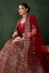 Regal Heritage Maroon Embroidered Velvet Wedding Lehenga Choli