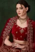 Regal Heritage Maroon Embroidered Velvet Wedding Lehenga Choli