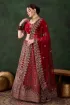 Regal Heritage Maroon Embroidered Velvet Wedding Lehenga Choli