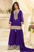 Embroidered Georgette Readymade Salwar Suit In Purple Color