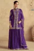 Embroidered Purple Chinon Silk Salwar Suit