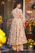 WomenS Floral Print Knee Length Fit And Flare A-Line Brown Dress