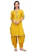 Mustard Yellow Round-Neck Rayon Embroidery Kurta Set