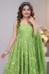Girls Printed Muslin Sea Green Anarkali Dress