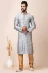 Excellent Jacquard Fabric Grey Color Readymade Kurta Pyjama