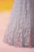 Embroidered Net Fabric Grey Wedding Wear Lehenga Choli With Dupatta