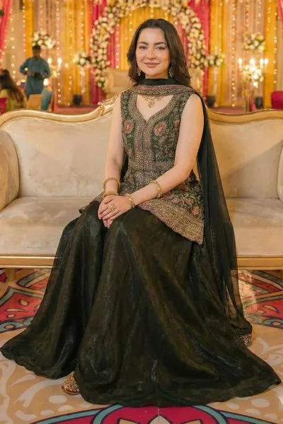 Gleaming Embroidered Black Palazzo Salwar Kameez