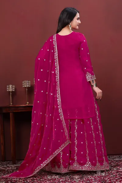 Rani Art Silk Embroidered Readymade Palazzo Salwar Kameez