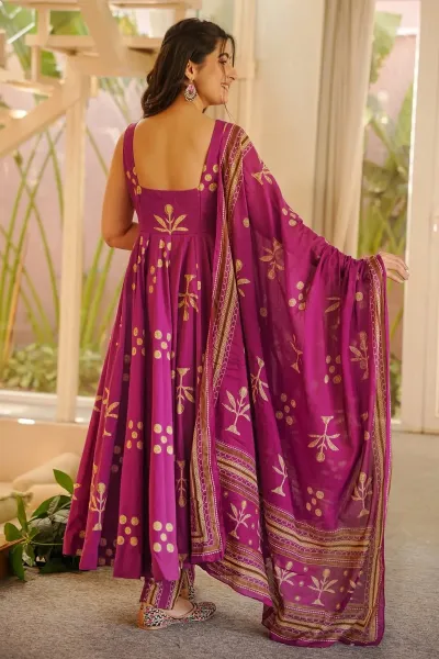 Festive Special Magenta Traditional Readymade Anarkali Dress