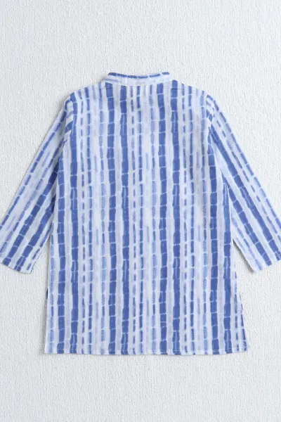 Elegant Blue Cotton Kurta Pyjama Set For Kids Boys