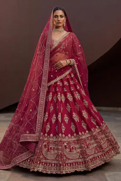 Stunning Rani Traditional Bridal Look Designer Silk Lehenga Choli