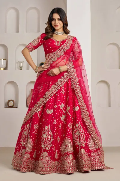 Heavy Sequins Embroidery Luxury Rani Sangeet Wear Lehenga Choli