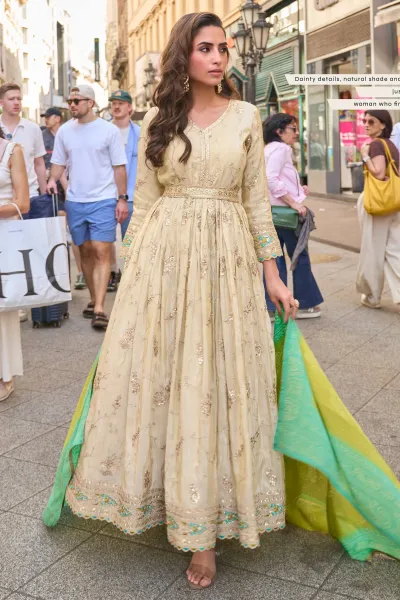Art Silk Embroidered Designer Readymade Anarkali Style Gown With Dupatta