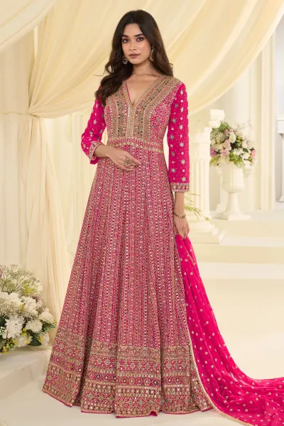Rani Festive Wear Georgette Readymade Anarkali Suit