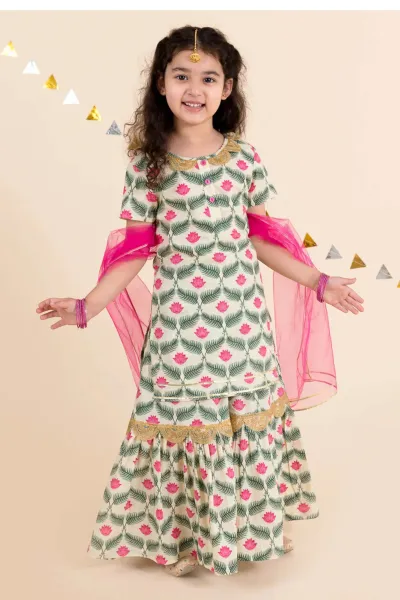 Multicolor Pure Cotton Floral Print Kurta Set