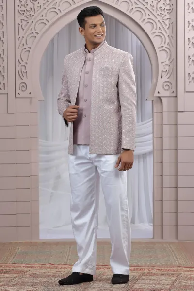 Onion Art Silk Embellished Indo Western Kurta