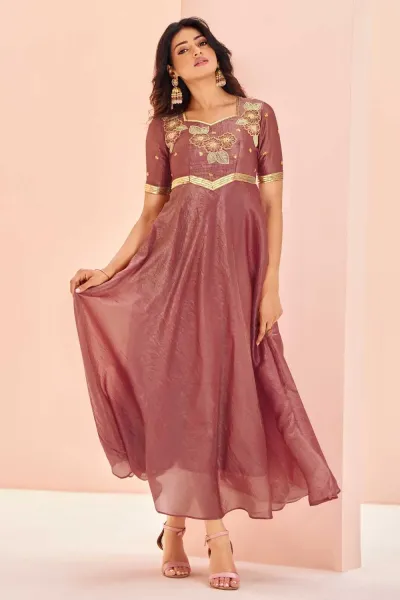 Creative Kurti In Pink Color Organza Fabric