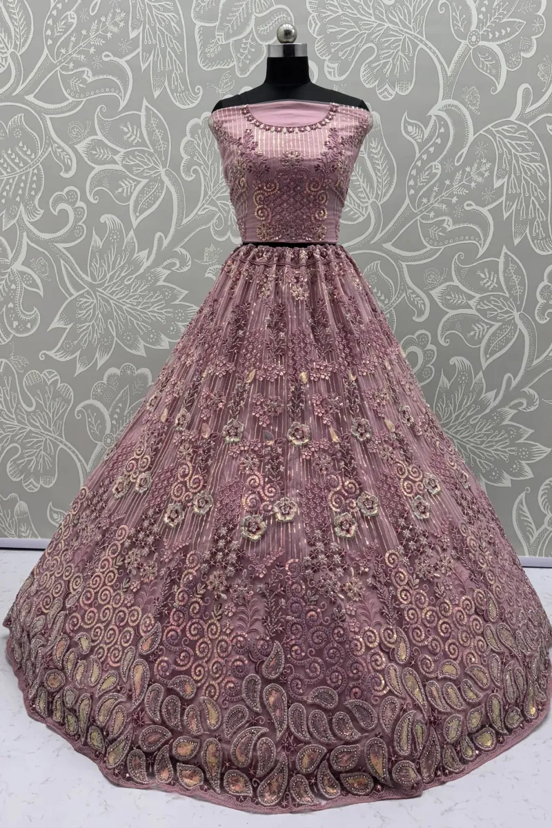 Ornate Heavy Embroidered Bridal Lehenga Choli In Pink Color