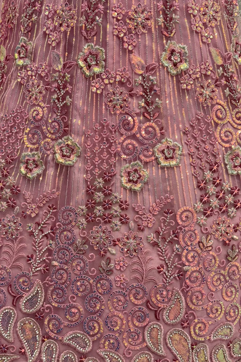 Ornate Heavy Embroidered Bridal Lehenga Choli In Pink Color