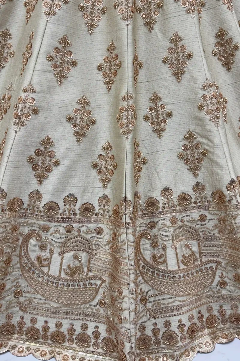Royal Off White Heavy Embroidery Bridal Look Silk Lehenga Choli