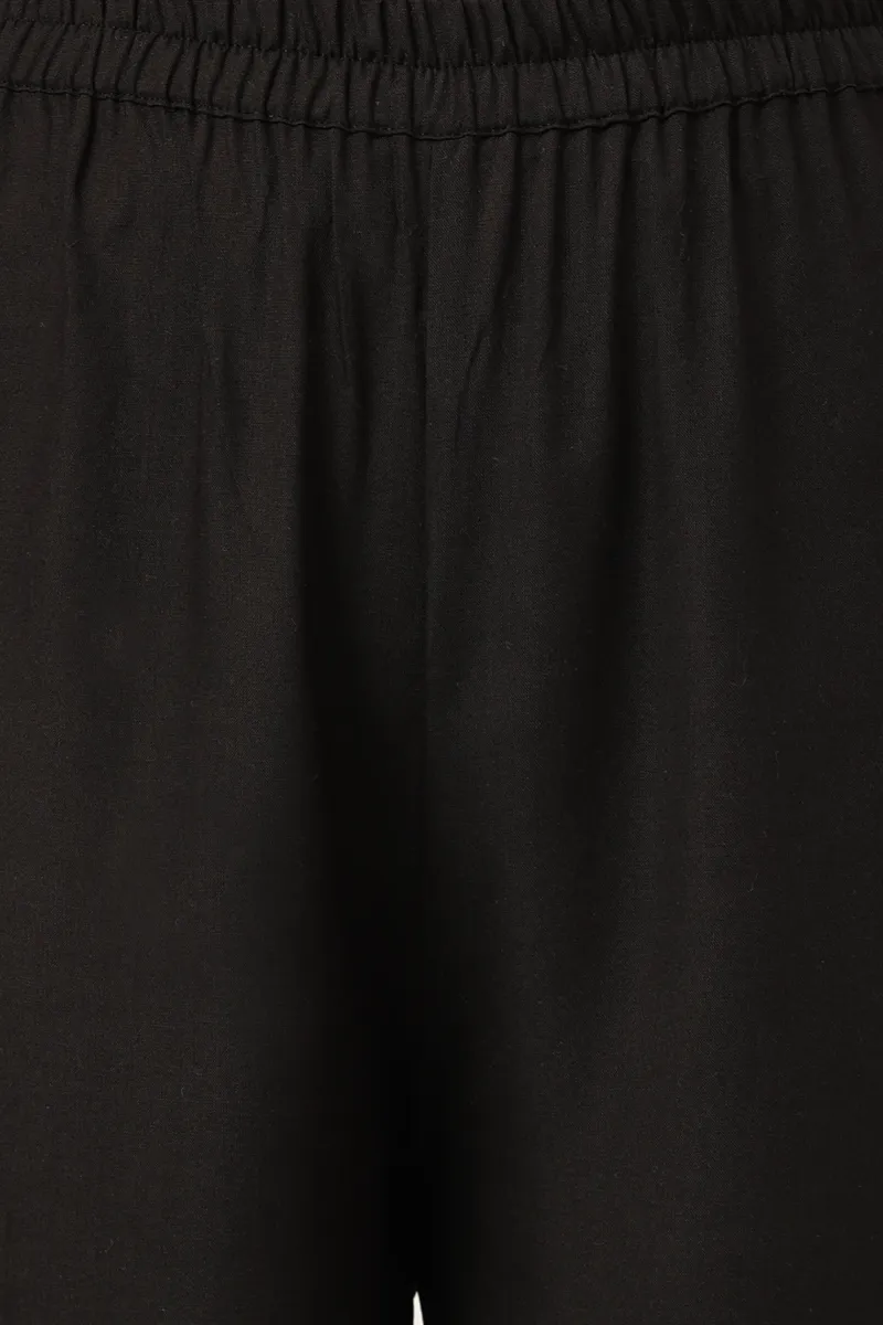 Black Rayon Embroidered Work Straight Kurta Palazzos Set
