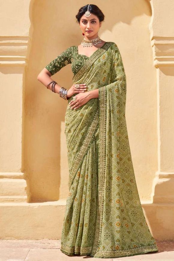 Top 125+ mehndi green colour saree super hot