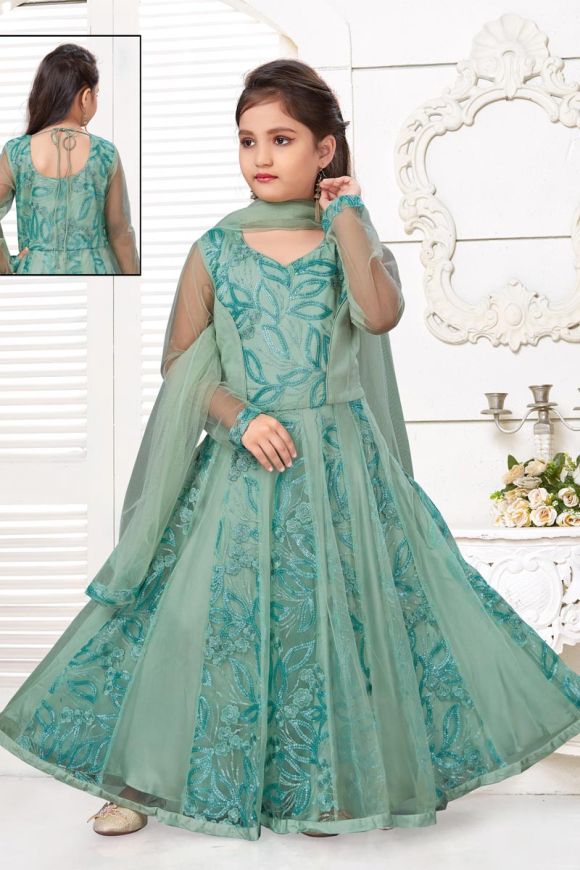 Sea green colour gown clearance
