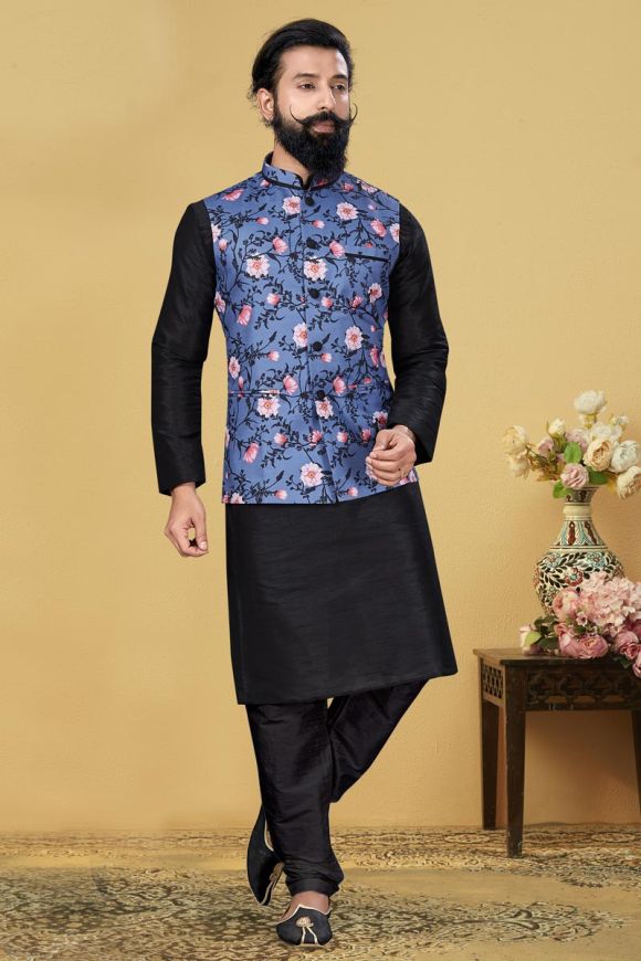 Wedding Special And Trendding Design White Kurta Pajama With A Black Nehru  Jacket - Faisal Outfits ! Best Man's Clothing