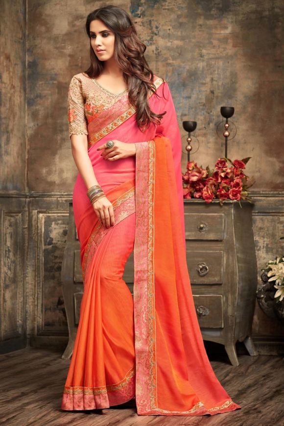 Prettiest Orange Soft Banarasi Silk Saree With Twirling Blouse –  Traditional Edge