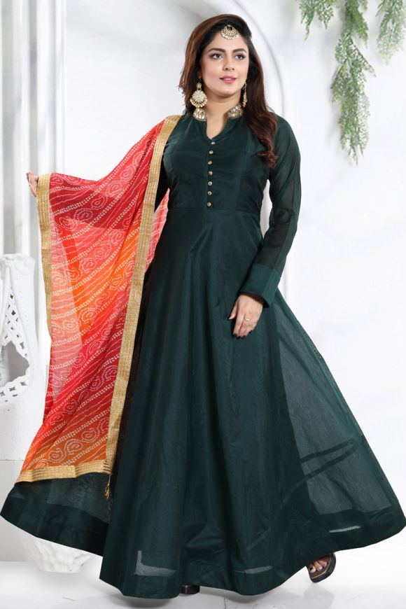 Blue & Pink Designer Jacquard Silk Party Wear Anarkali Gown | Saira's  Boutique