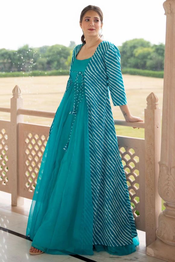Buy Fancy Net Blue Designer Gown : 207775 -